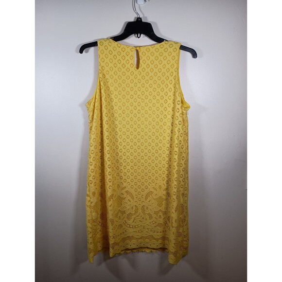 Tacera Yellow Lace Lined Sleeveless Keyhole Midi Tank Dress Plus Size 2X - Picture 4 of 7